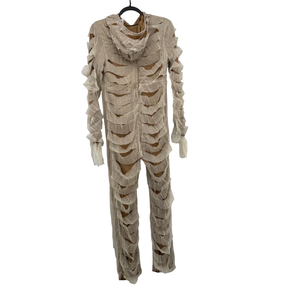 Mummy Costume Hooded Jumpsuit Distressed Goth Grunge Halloween S - Picture 2 of 8